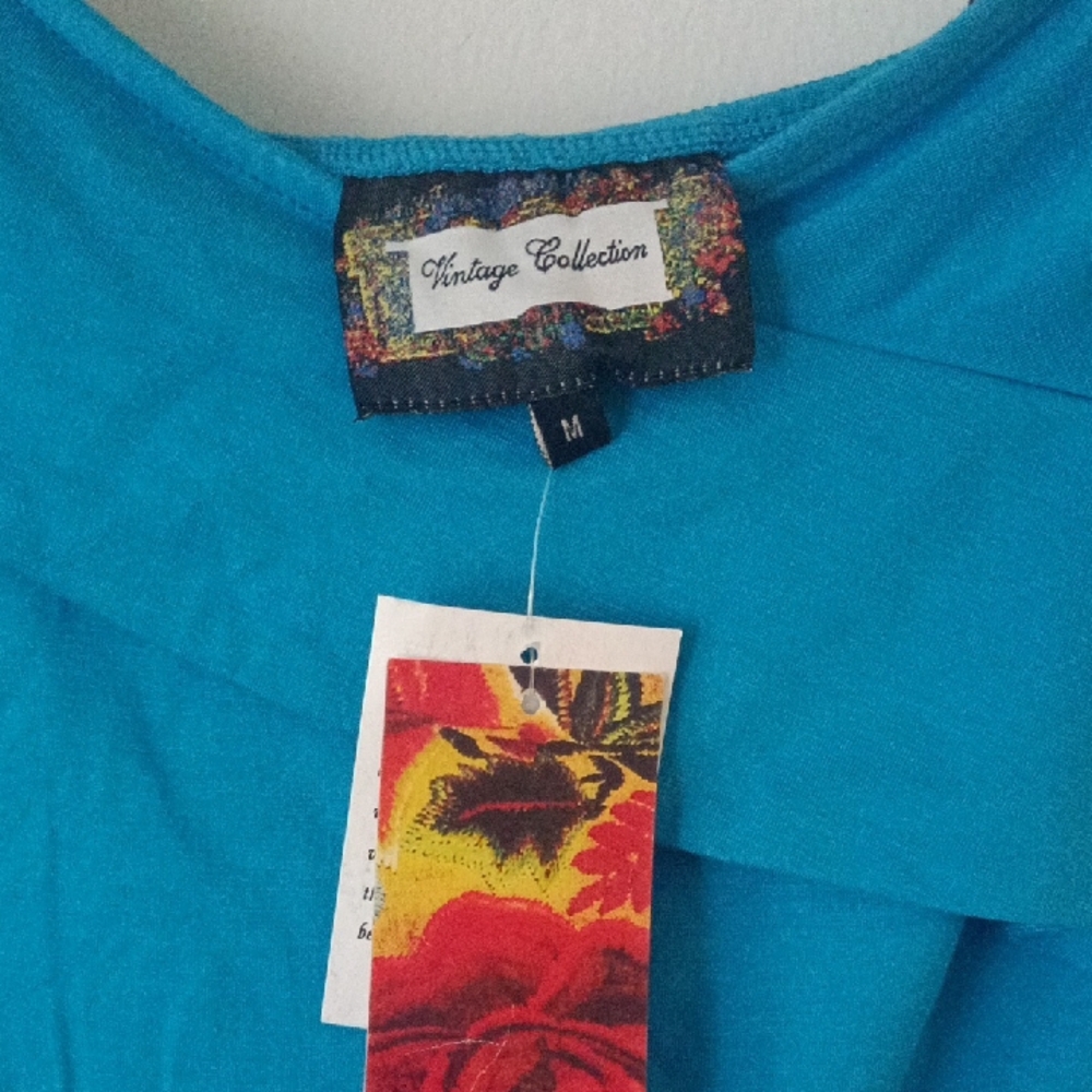 Vintage Blue Ruffled Fitted Blouse - Picture 2 of 4